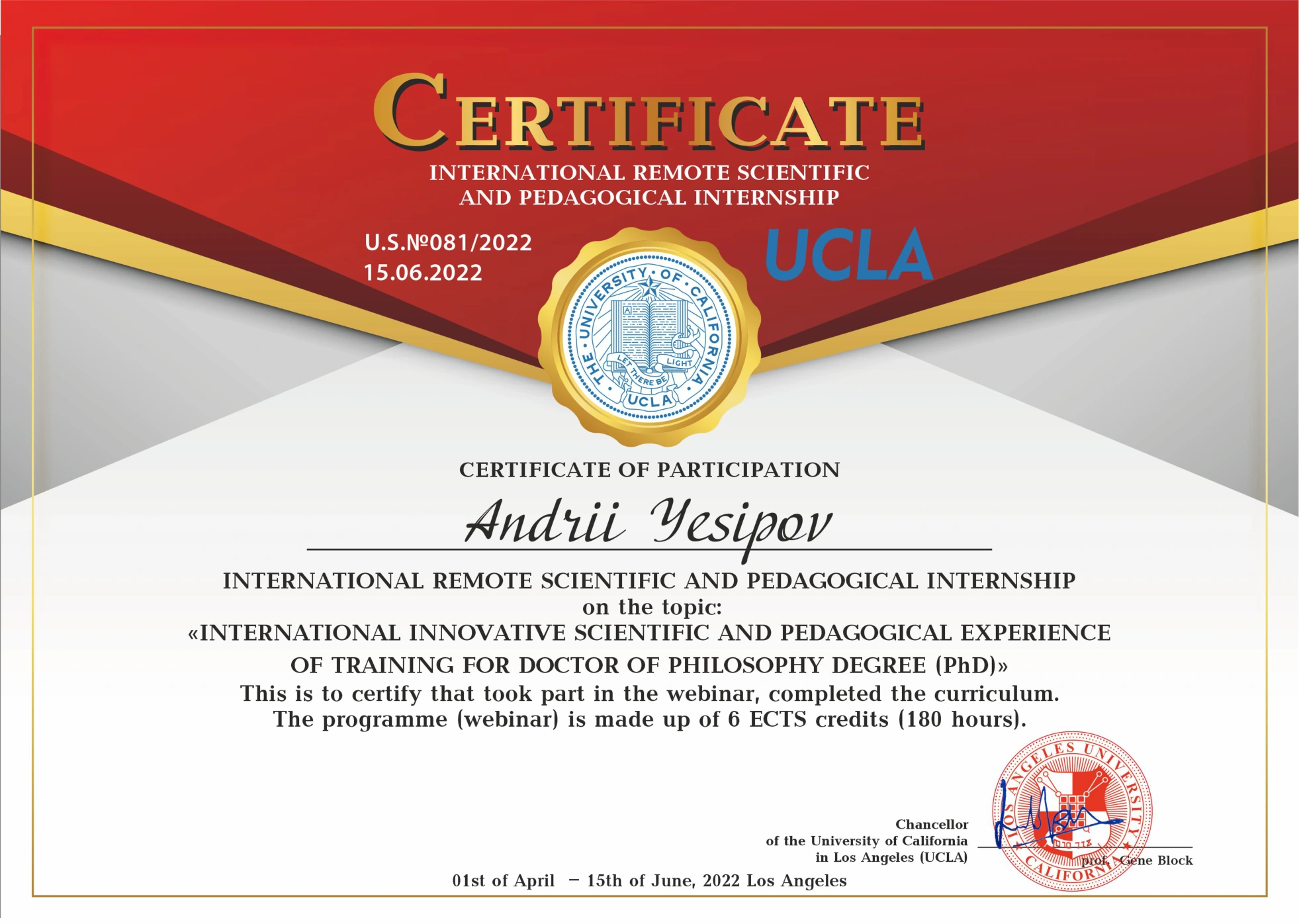 Certificate · page 1