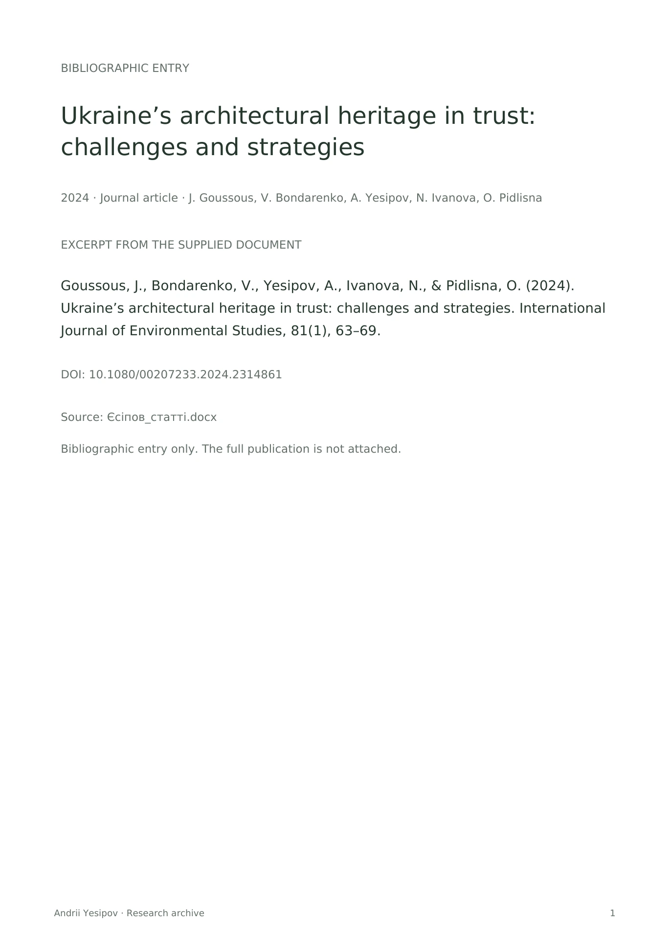 Bibliographic entry · page 1