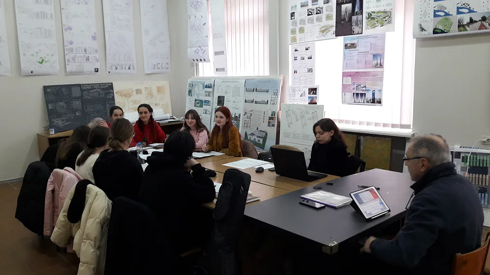 Students in an architectural classroom